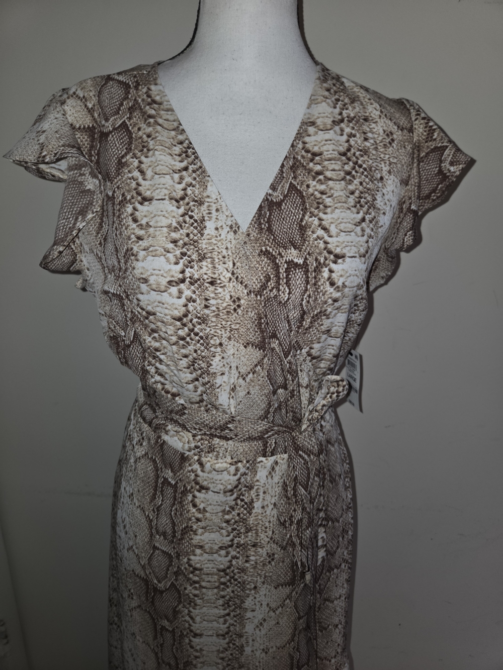 Bar III Snake-Print Wrap Maxi Dress in Beige SZL